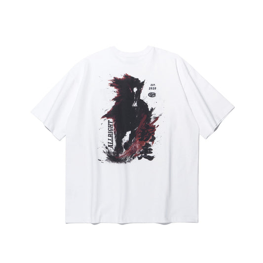 All Right Red Horse Overfit T-Shirt (White)