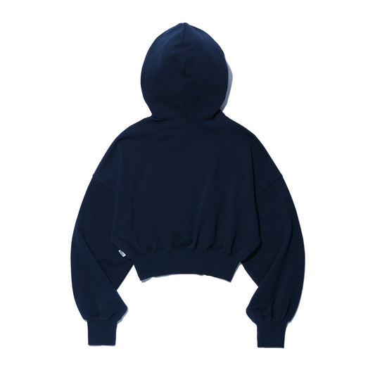 Women's Lettering Applique Crop Hoodie (Navy)