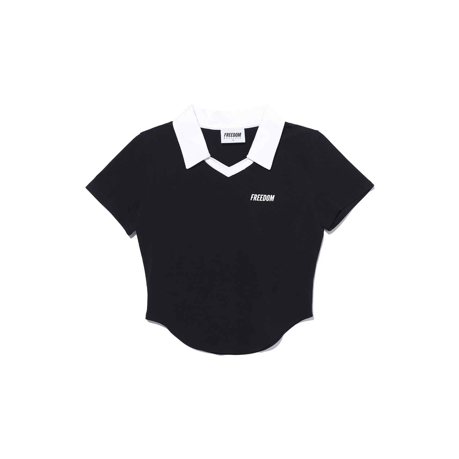 Contrast Open Collar Short Sleeve (Black)