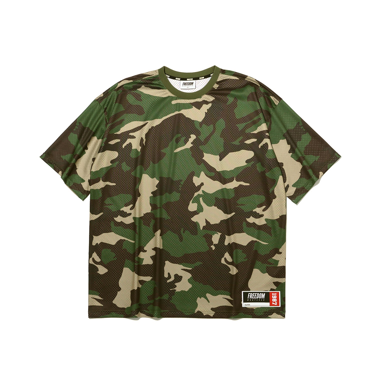 Mesh Oversized Back Print T-shirt (Light Camo)
