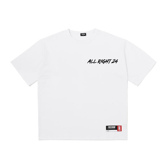 Allright Back Printed Oversized Fit T-shirt (White)