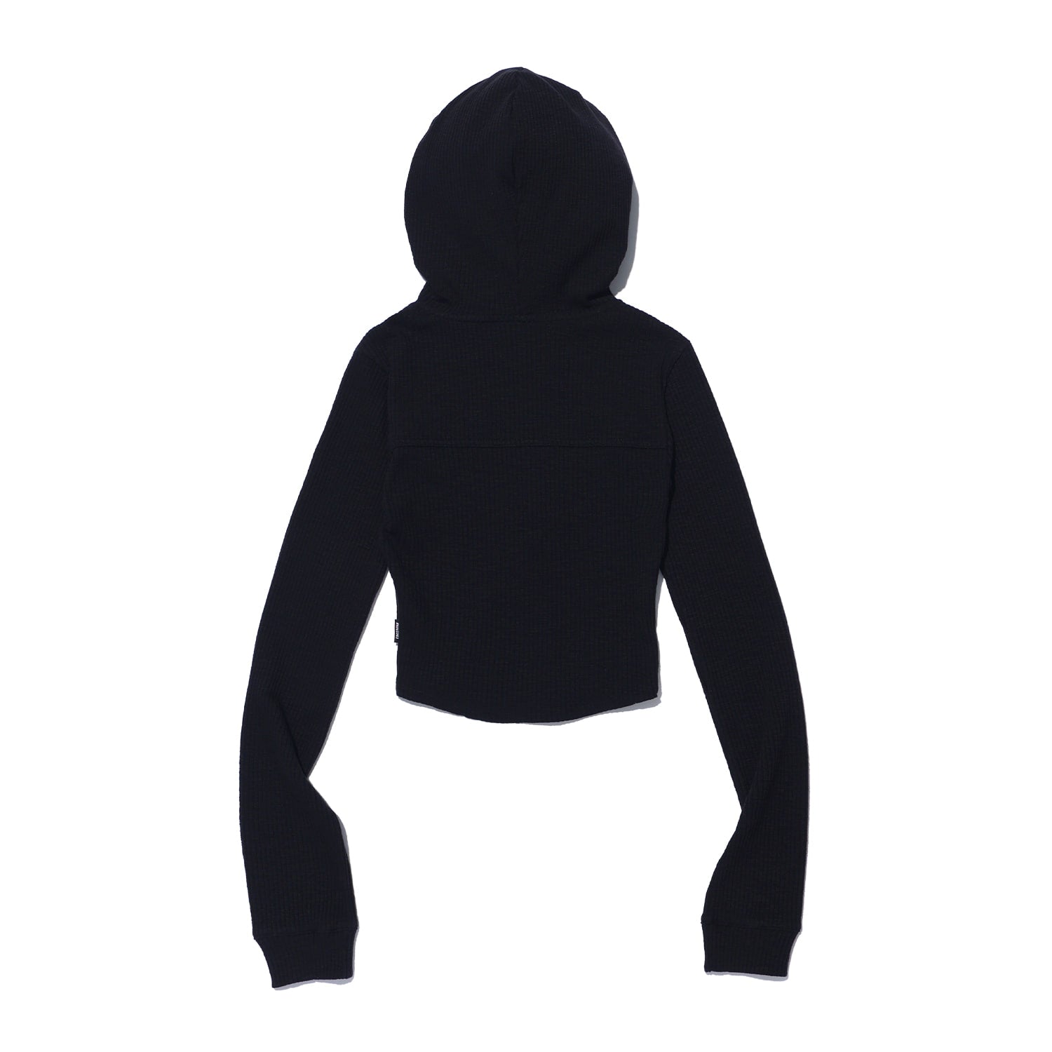 Slim Ribbed 2 Way Hoodie Zip-up (Black)