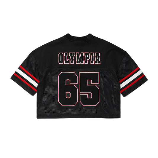 Women's Olympia Crop Rugby Jersey (Black)