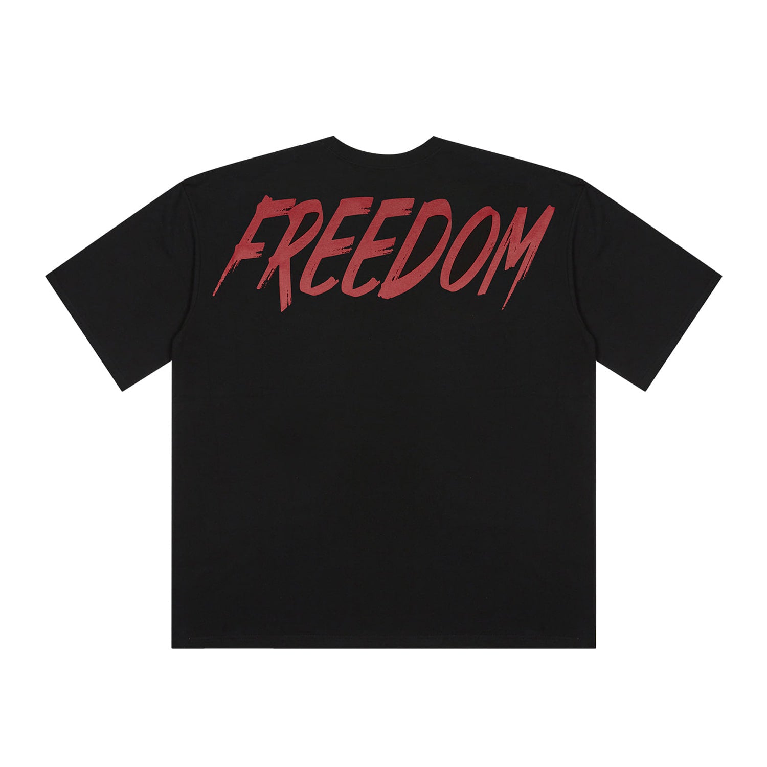 FREEDOM Overfit Back Printing T-shirts (Black/Red)