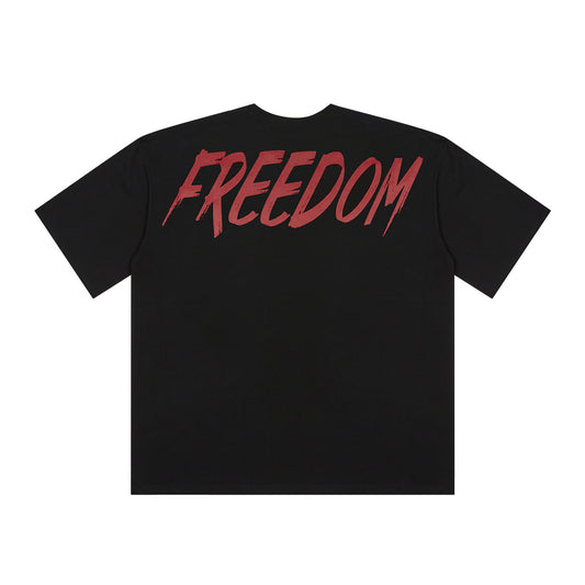FREEDOM Overfit Back Printing T-shirts (Black/Red)