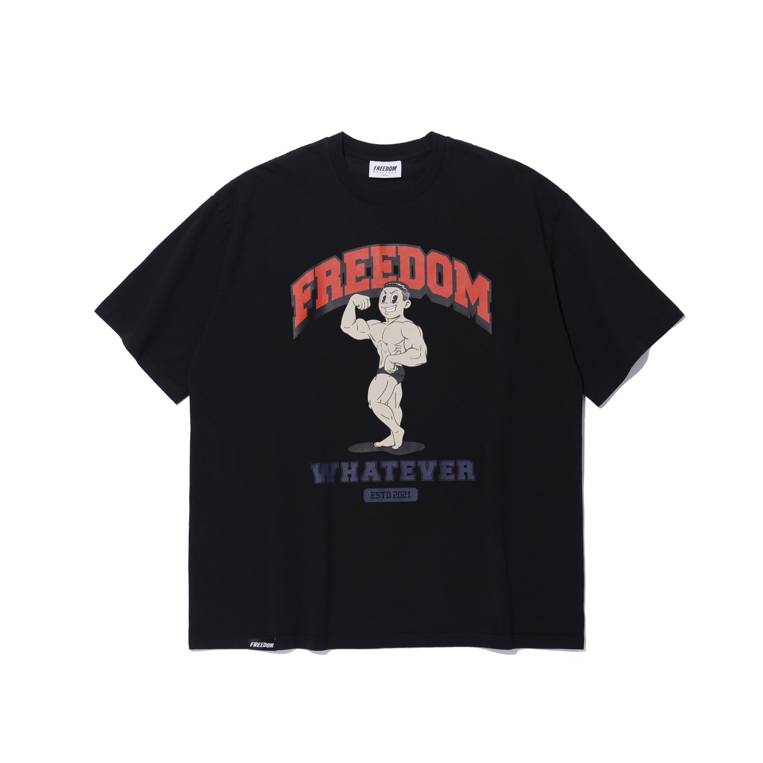 Side Chest Man Print T-Shirt (Black)