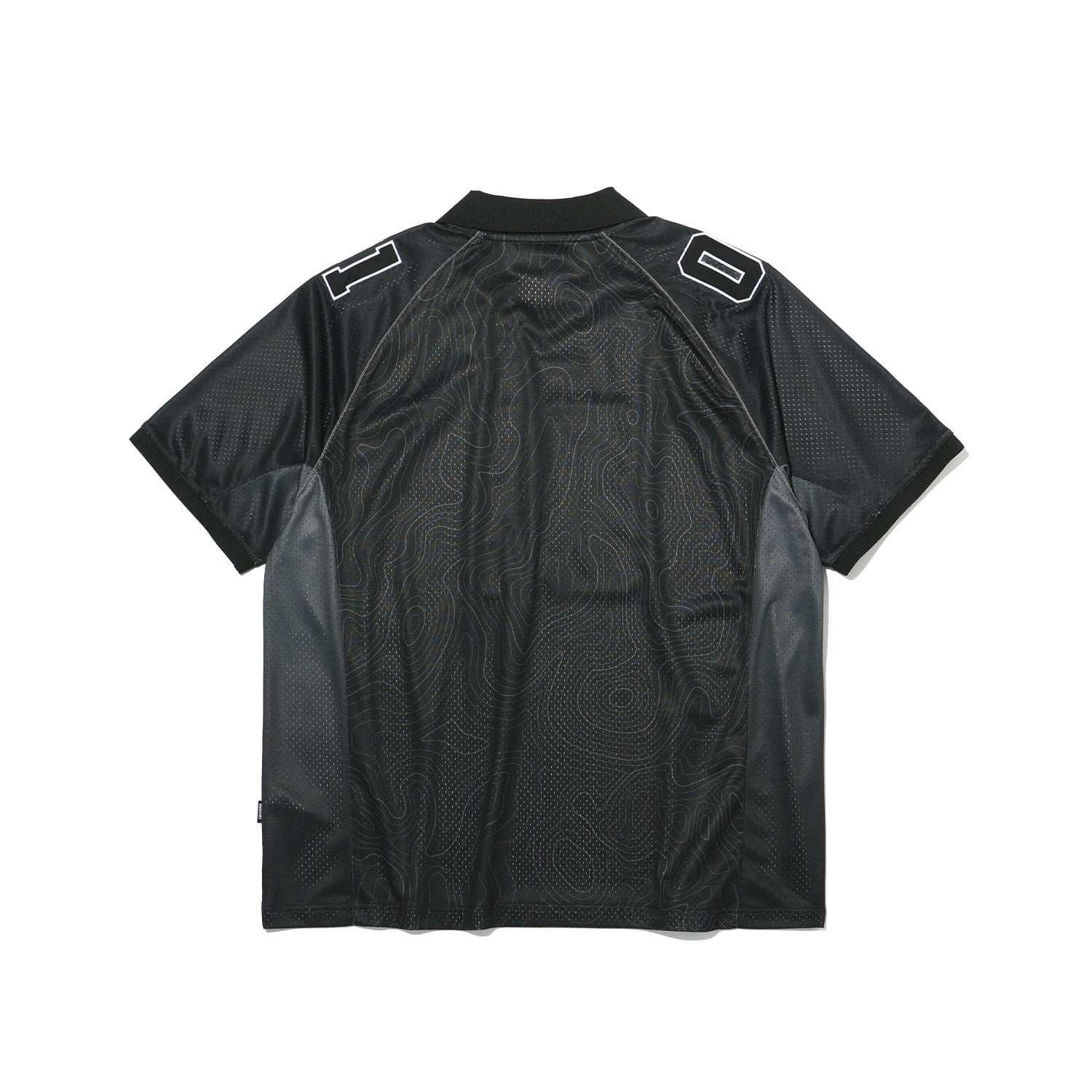 Contour Line Mesh Collar T-shirt (Black)