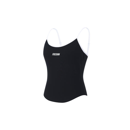Womens Small Logo Two-in-One Color Block Tank Top (Black)