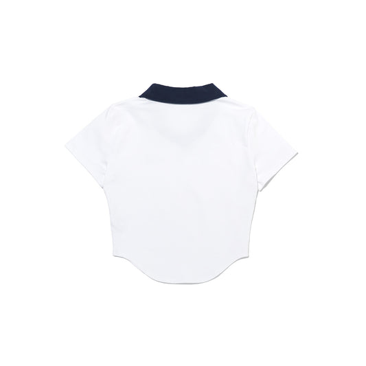 Contrast Open Collar Short Sleeve (White)