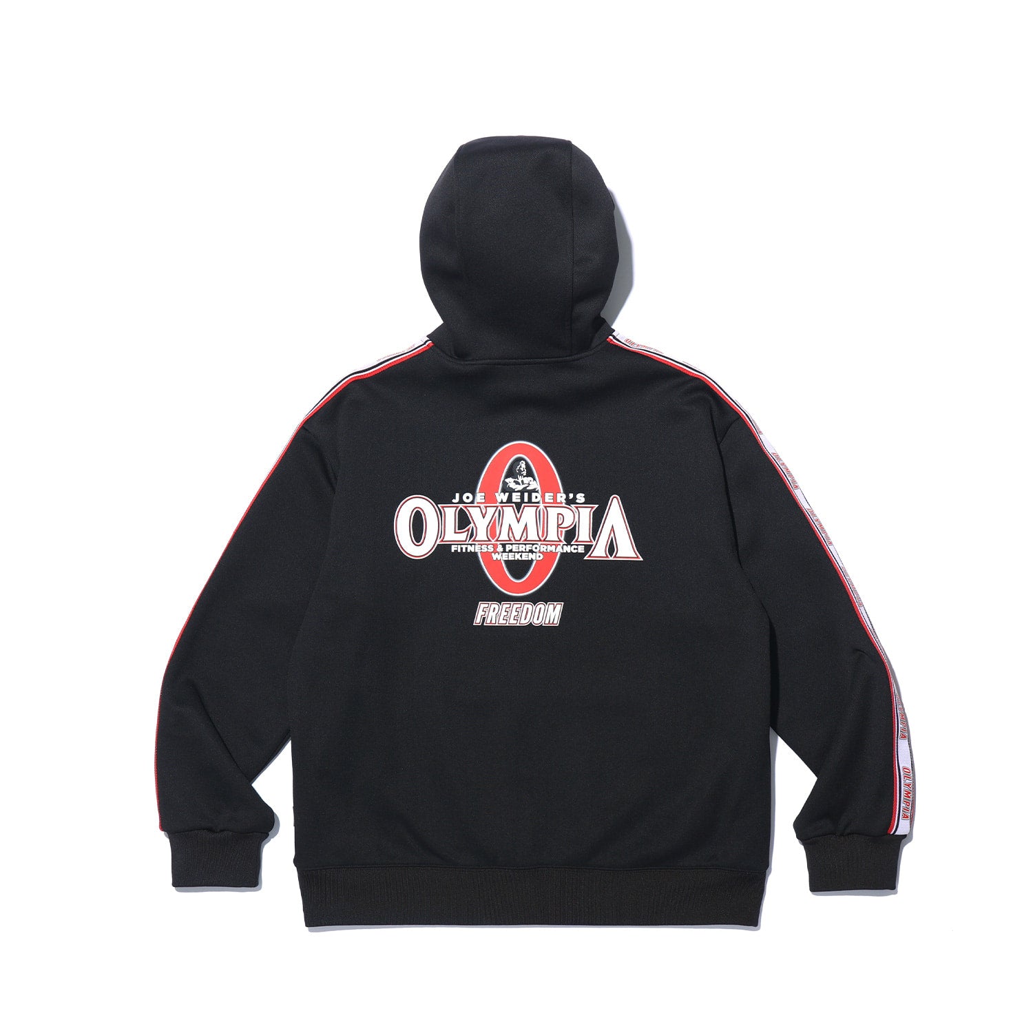 Olympia Lettering Mesh Embossed Hood Zip-up (Black)