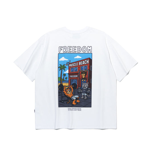 Animal Muscle Beach Graphic T-shirt (White)
