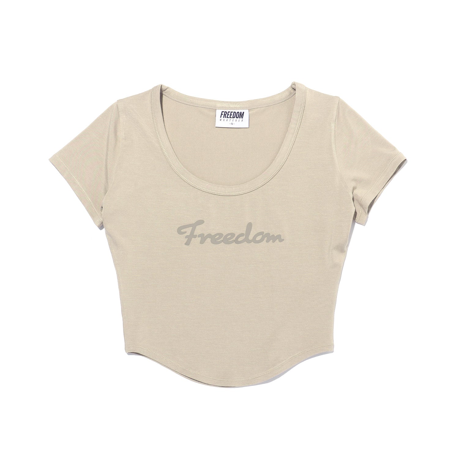 Modal U-neck Crop Short Sleeve (Sand Beige)