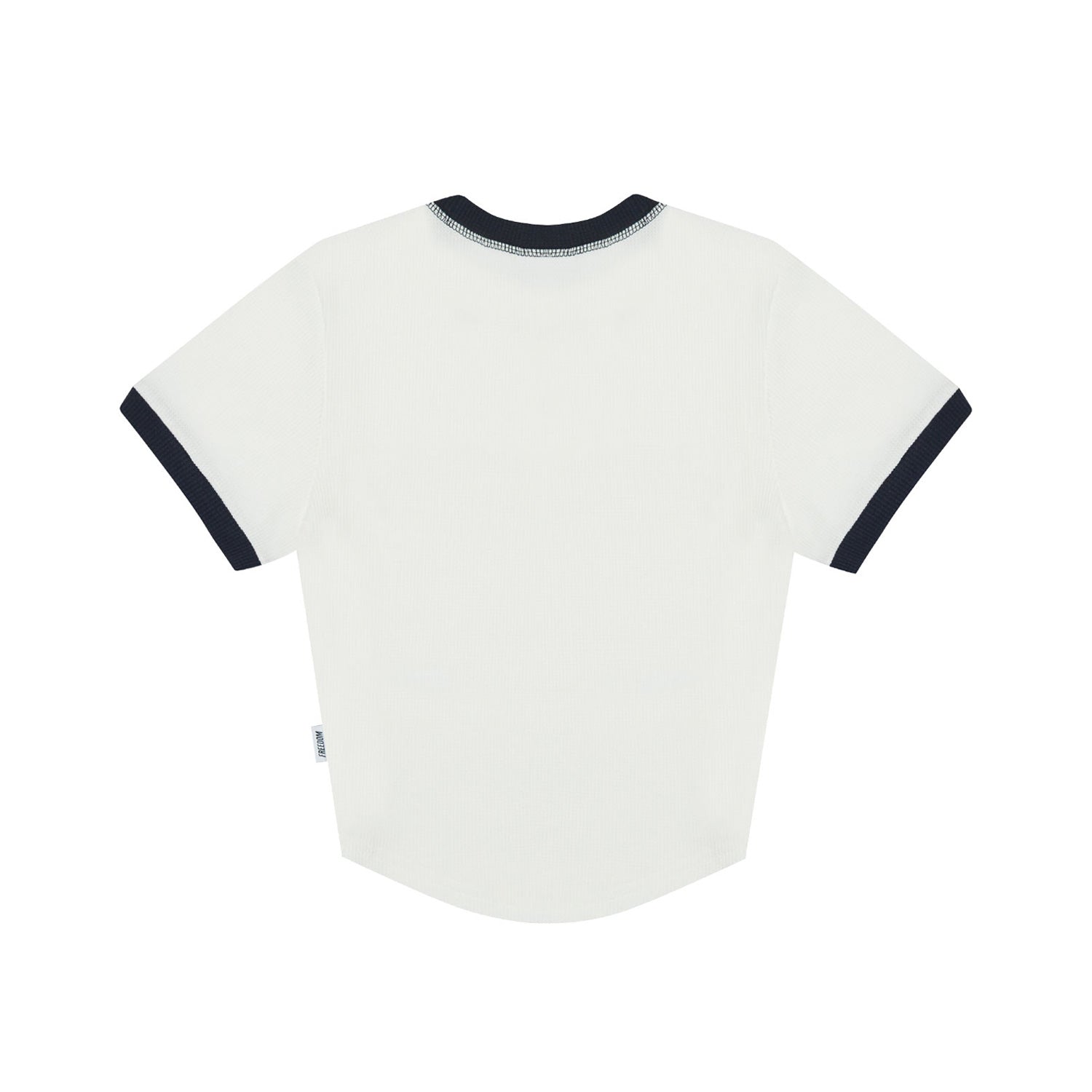 Women's Waffle Ringer Cropped T-Shirt (White)