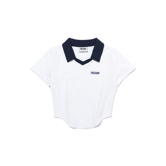 Contrast Open Collar Short Sleeve (White)