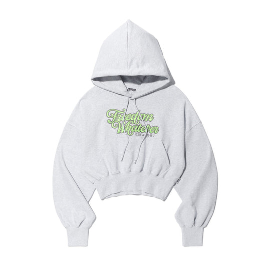 Women's Lettering Applique Crop Hoodie (Melange)