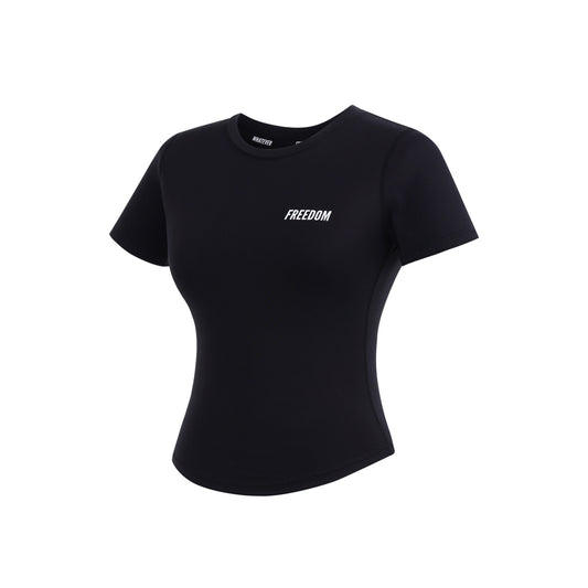Essential Curved Crop Tee (Black)