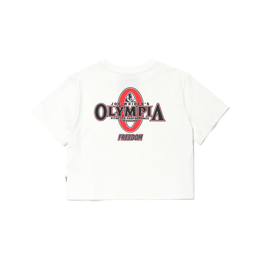 Womens Olympia Small Logo Crop T-Shirts (White)
