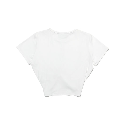 Ribbed Twist Crop Short Sleeve (White)