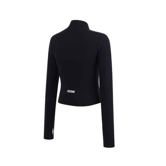 Womens Logo Slim Fit Zip Up Jacket (Black)