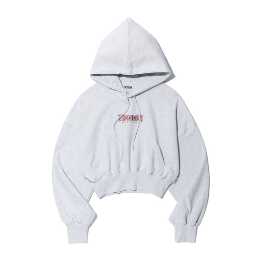 Women's Striped Small Logo Crop Hoodie (Melange)