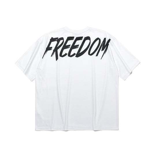 Mesh Oversized Back Print T-shirt (White)