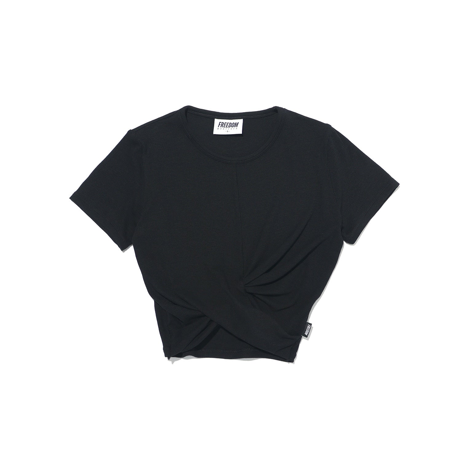 Ribbed Twist Crop Short Sleeve (Black)