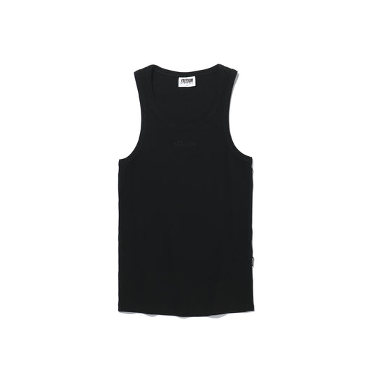 Lettering Small Logo Ribbed Tank Top (Black)