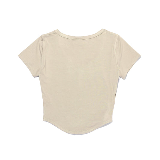 Modal U-neck Crop Short Sleeve (Sand Beige)