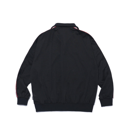 Olympia Lettering Entire Mesh Collar Zip-Up (Black)