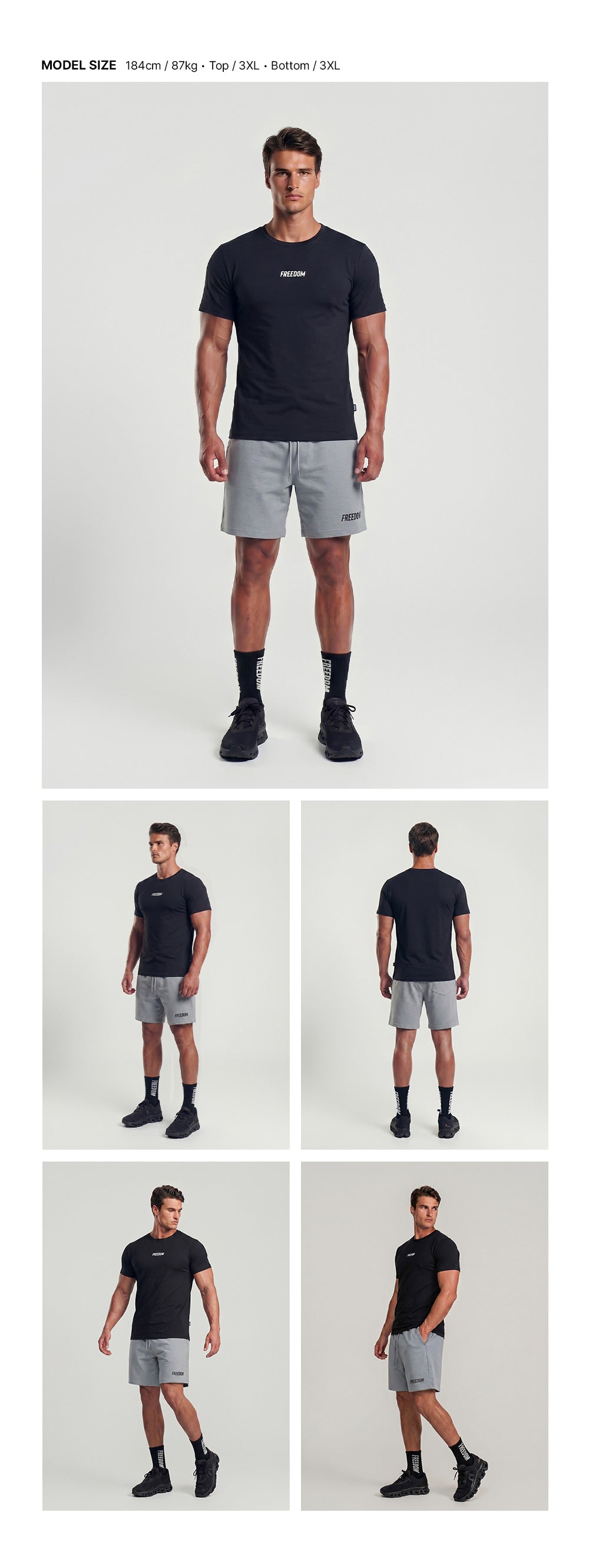 Square Mesh Muscle Fit T-shirt (Black)