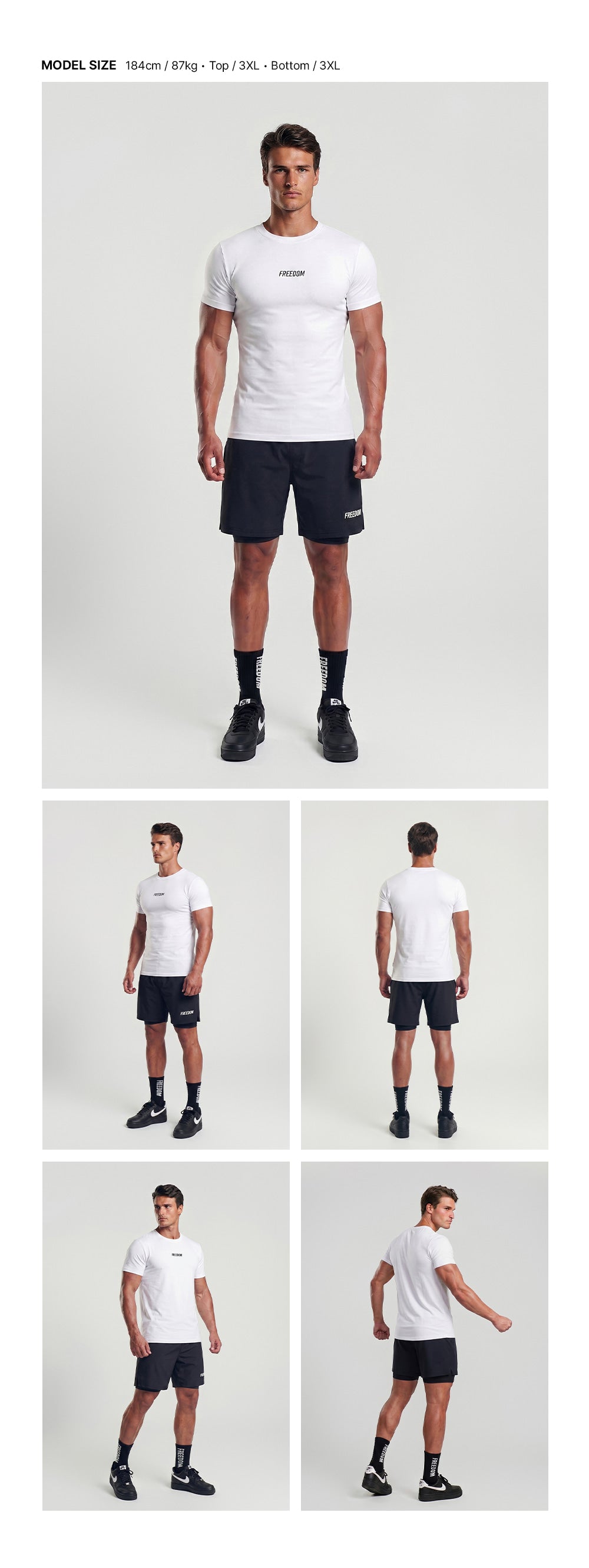 Square Mesh Muscle Fit T-shirt (White)