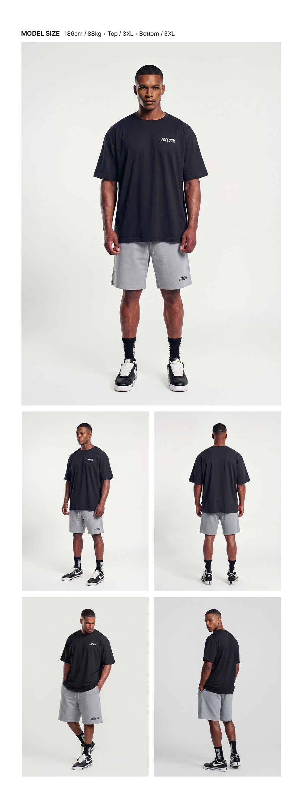 Square Mesh Semi-Overfit T-shirt (Black)