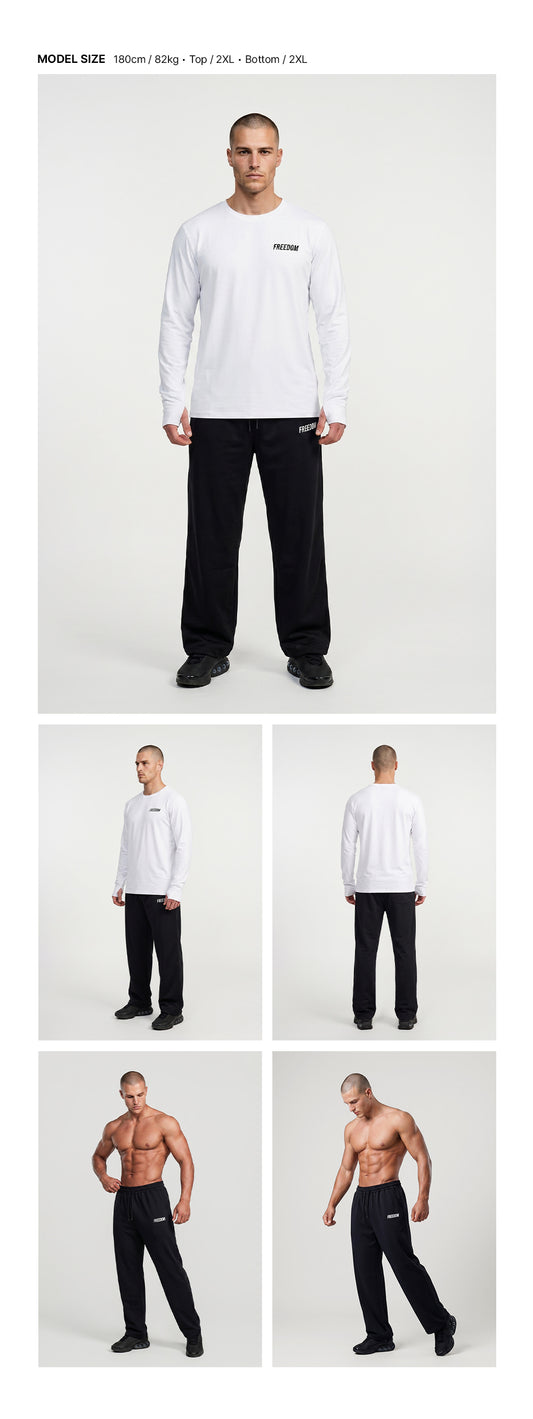 Essential Elastic Waist Wide Pants (Black)