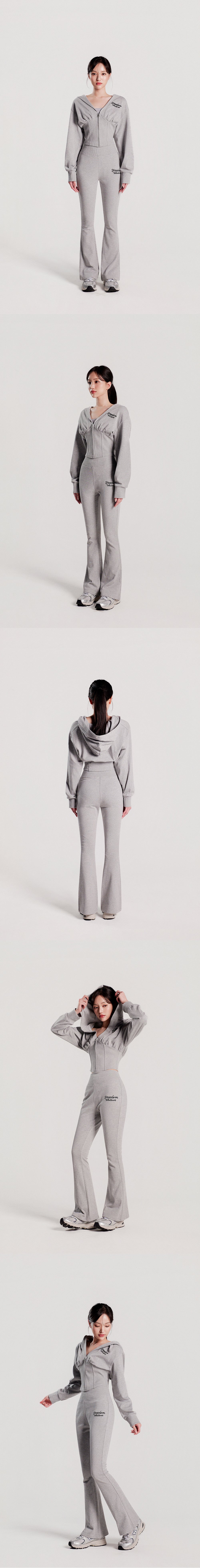 Corset Slim Hoodie Zip-up (Gray) — product detail