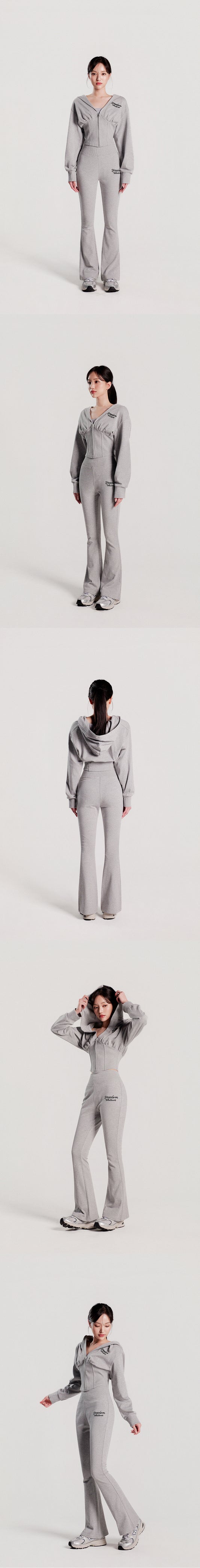 Corset Slim Hoodie Zip-up (Gray) — product detail