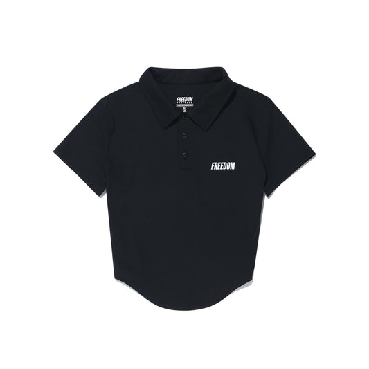 Curved Slim Collar Short Sleeve (Black)