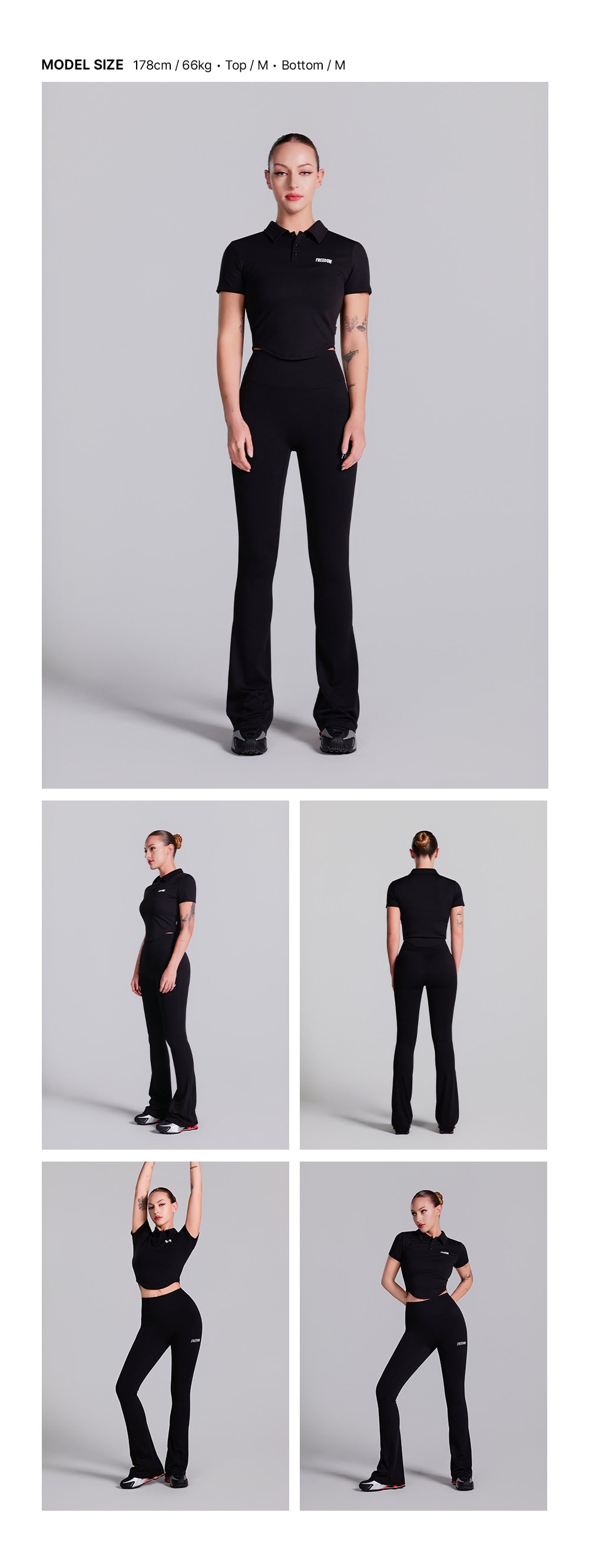 Curved Slim Collar Short Sleeve (Black)