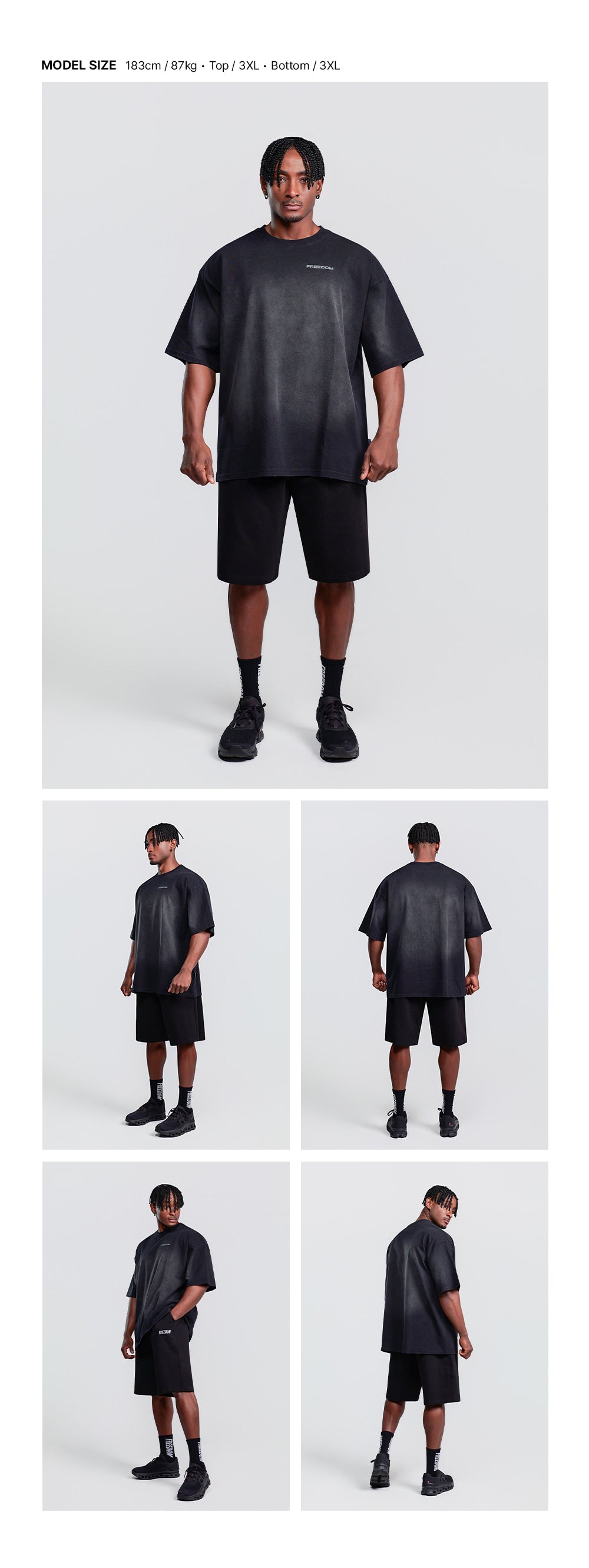 Small Logo Pigment Washed T-Shirt (Black) — model wearing the outfit
