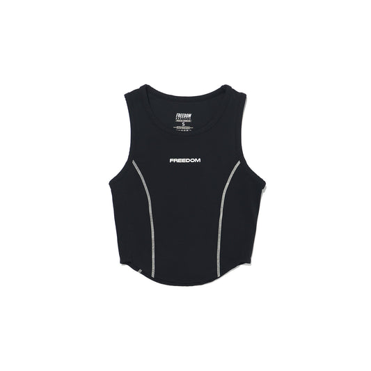 Simple Contrast Point Tank Top (Black)