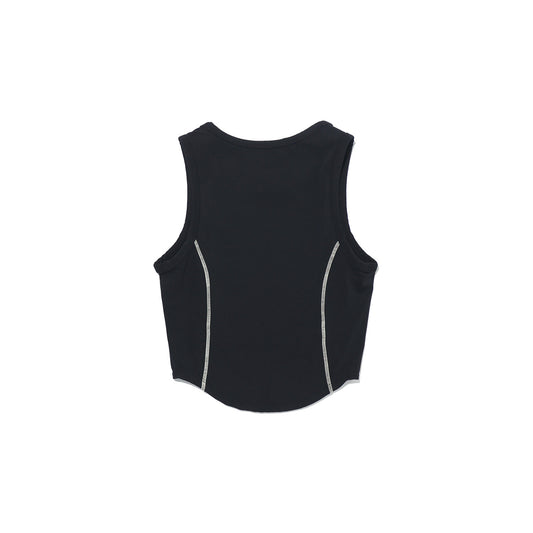 Simple Contrast Point Tank Top (Black)