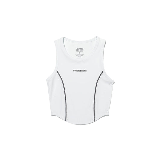 Simple Contrast Point Tank Top (White)