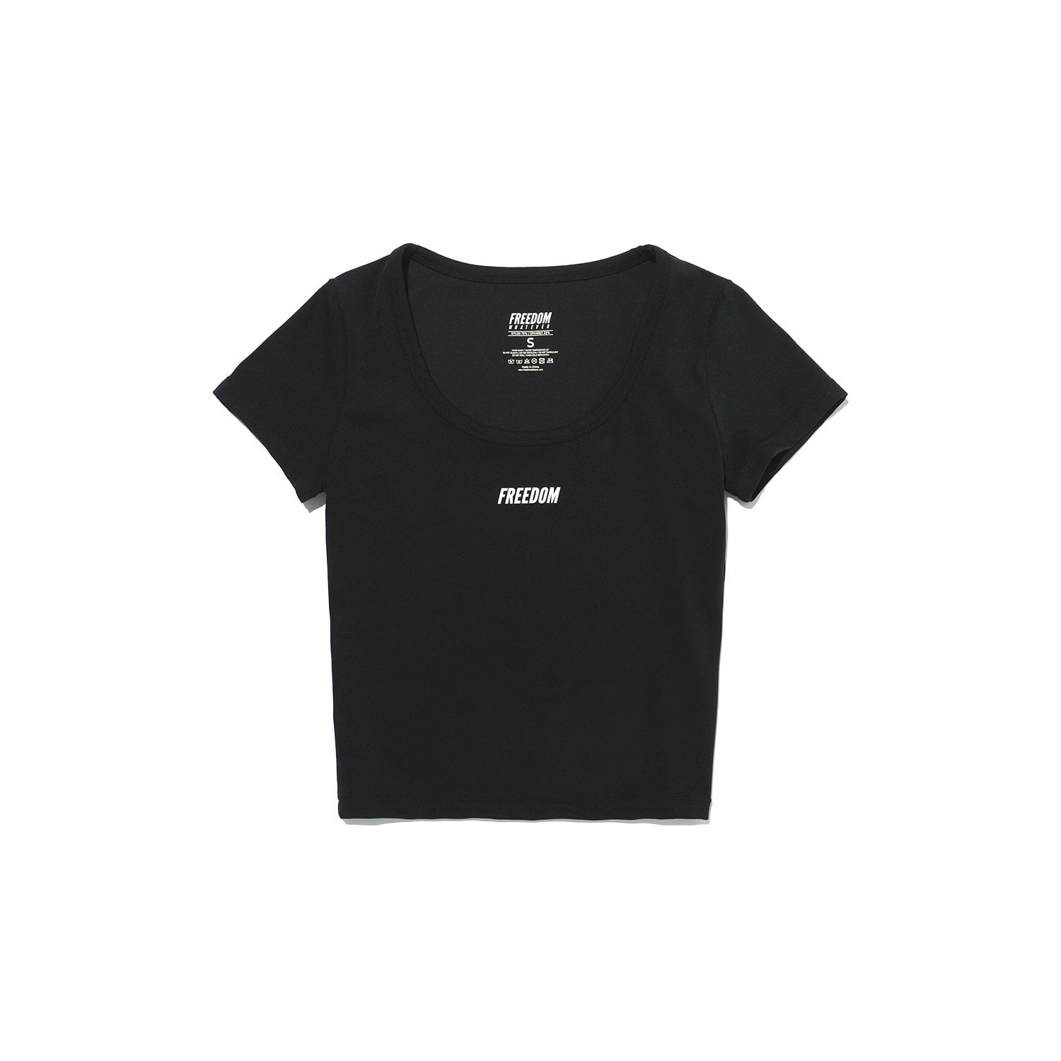 Small Logo U-Neck Crop Short Sleeve (Black)