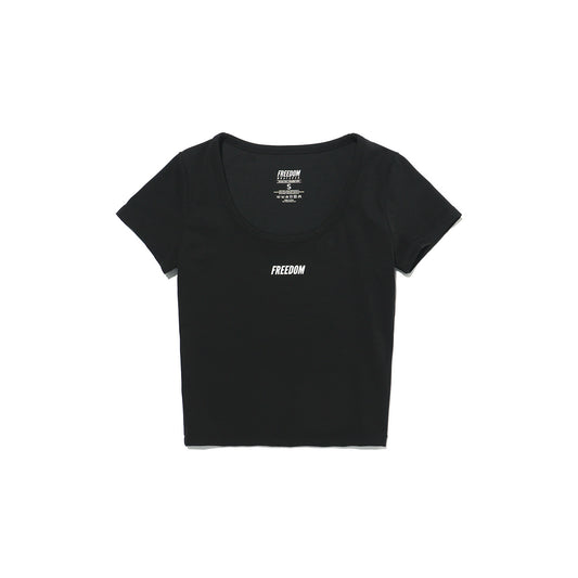 Small Logo U-Neck Crop Short Sleeve (Black)
