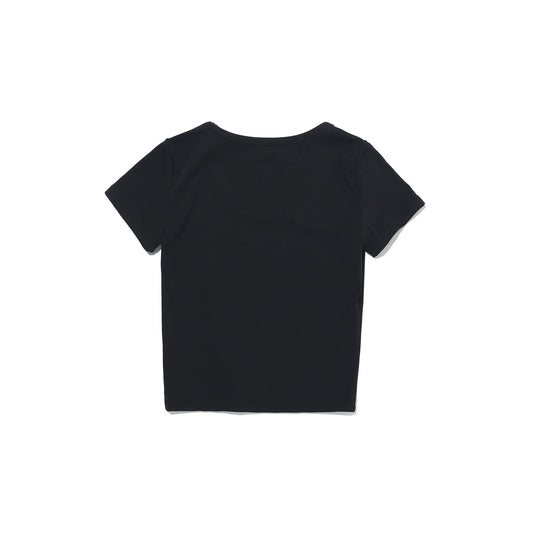 Small Logo U-Neck Crop Short Sleeve (Black)