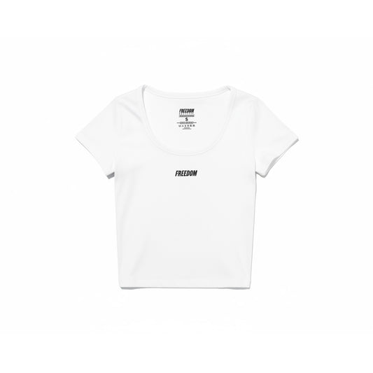 Small Logo U-Neck Crop Short Sleeve (White)