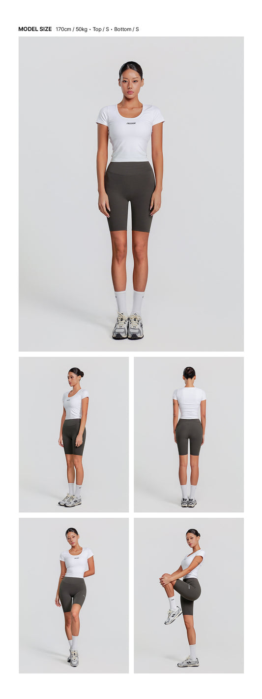 Small Logo U-Neck Crop Short Sleeve (White)