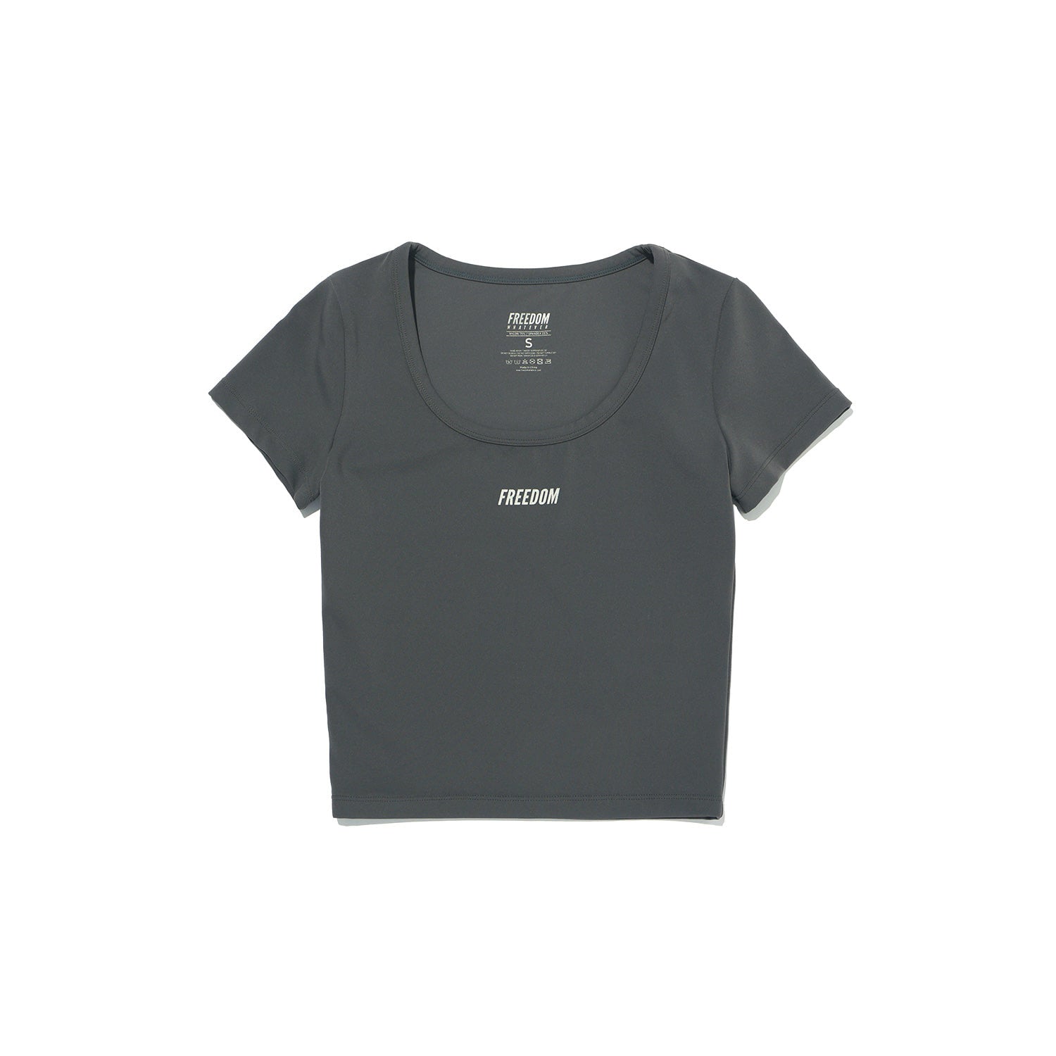 Small Logo U-Neck Crop Short Sleeve (Dark Gray)