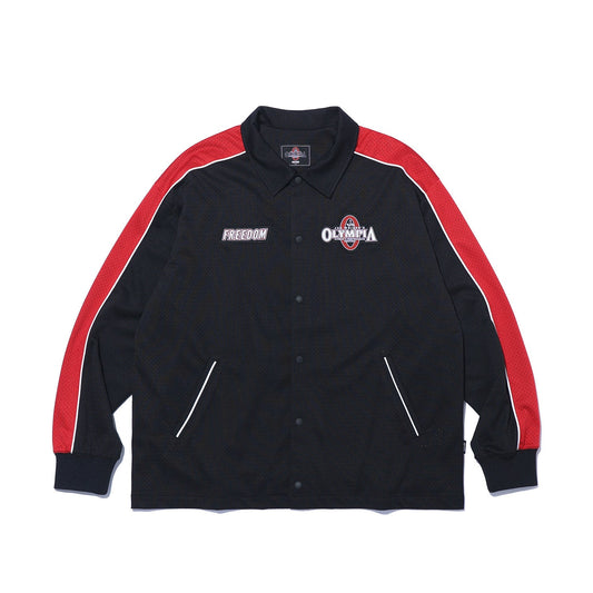 Olympia Lettering All Mesh Coach Jacket (Black)