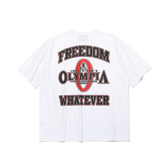 Olympia Small Logo All Mesh Short Sleeve T-Shirt (White)