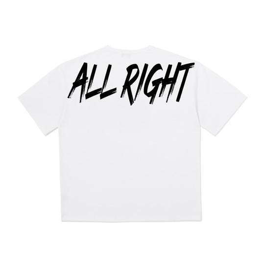 Allright Back Printed Oversized Fit T-shirt (White)